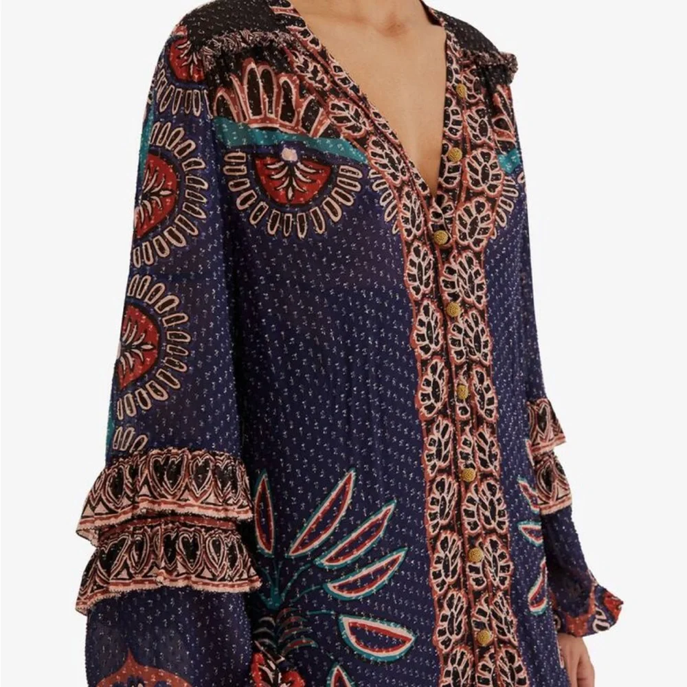 FARM Rio Navy and Coral Long Sleeve Dress - Picture 9 of 10